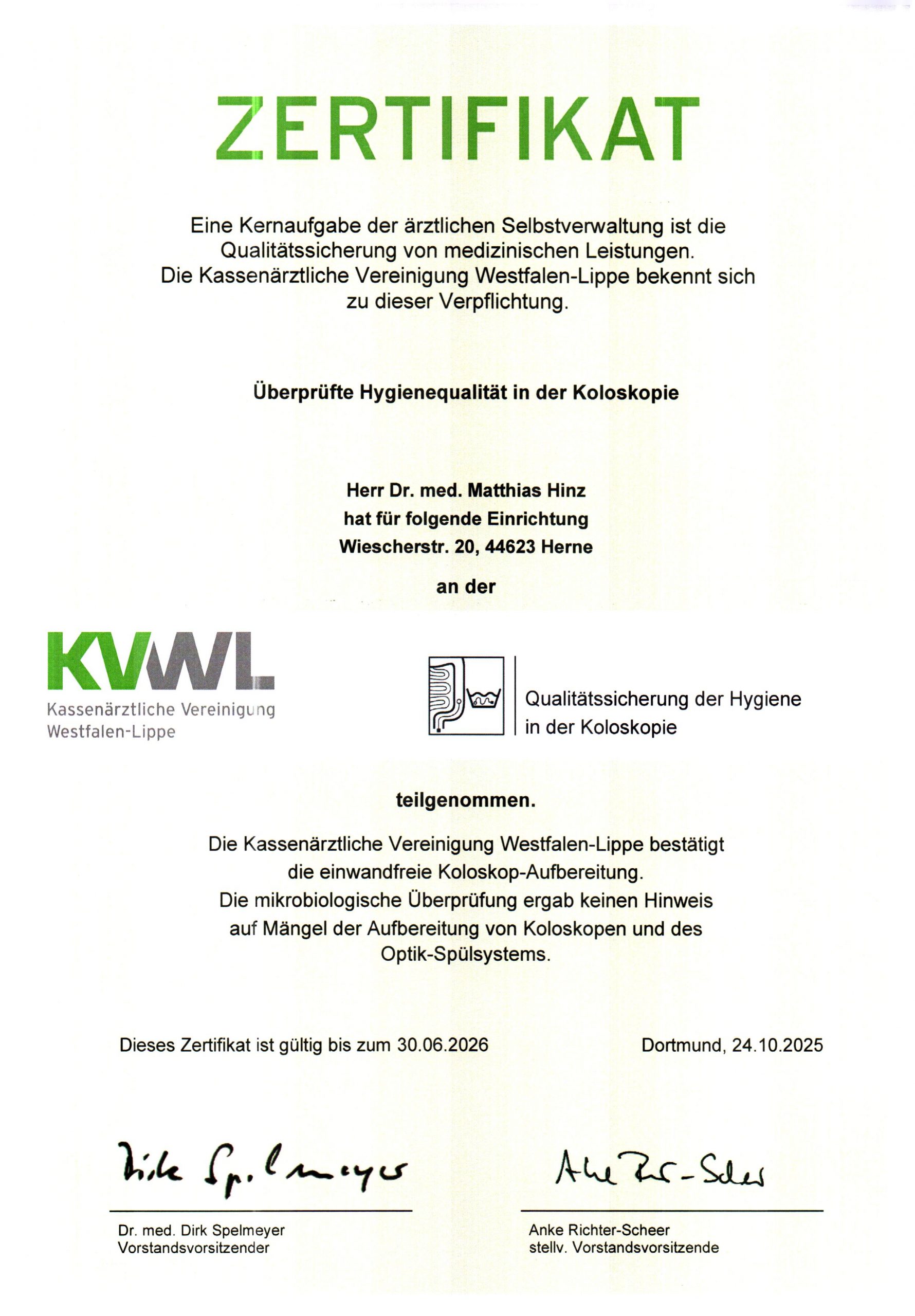 Zertifikat Dr. Hinz