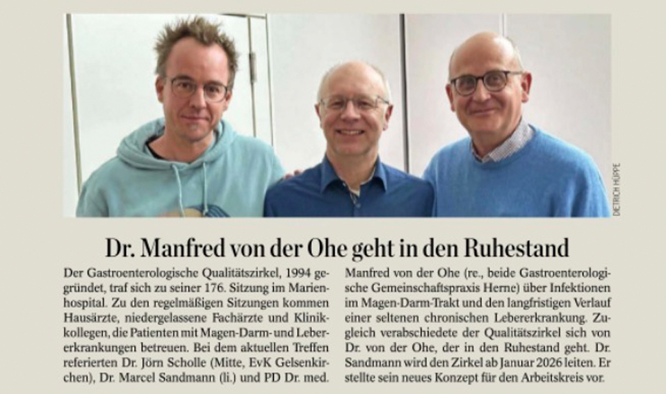 PD Dr. Manfred von der Ohe geht in den Ruhestand